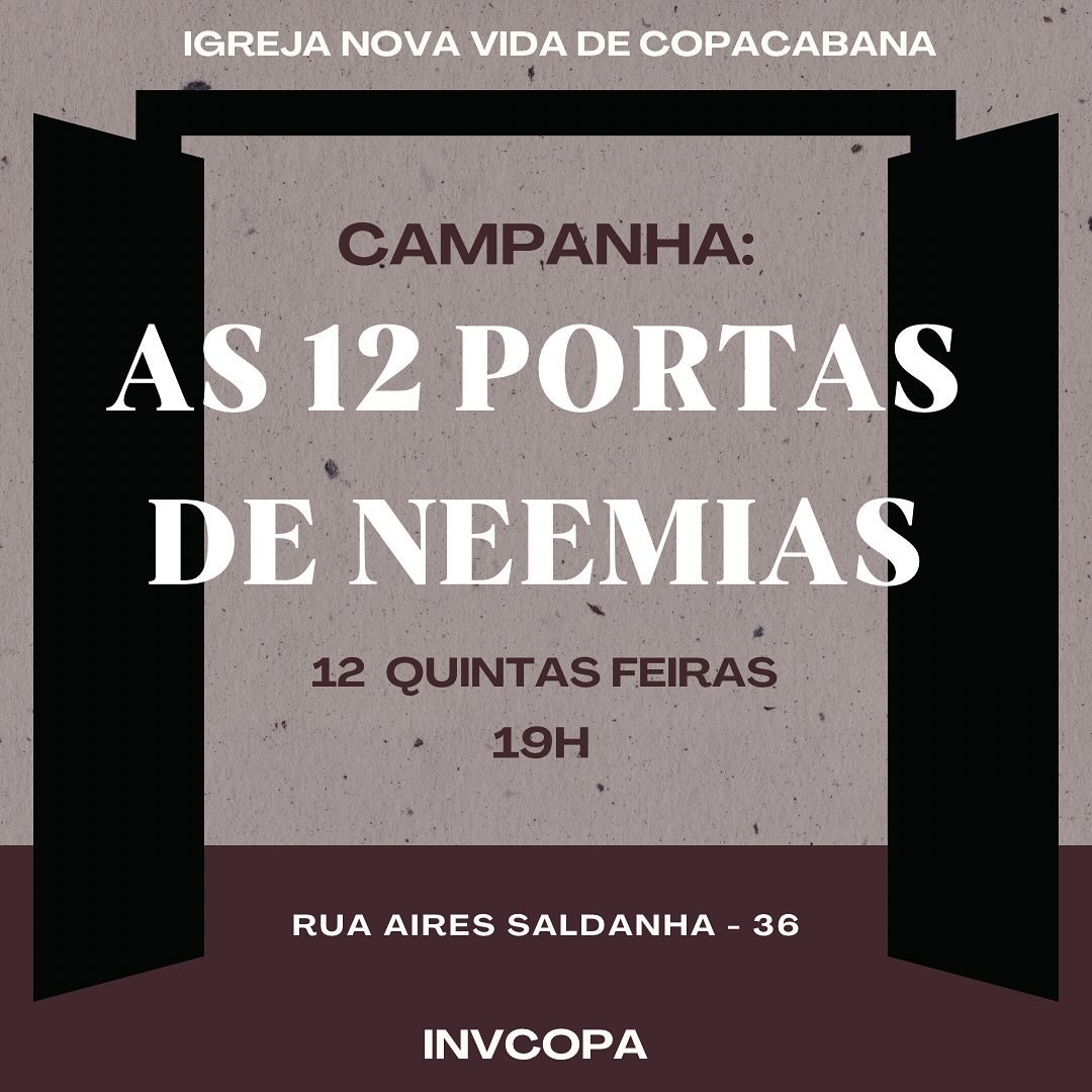 Quinta quinta-feira das 12 portas de Neemias no dia dez de outubro de dois mil e vinte e quatro.